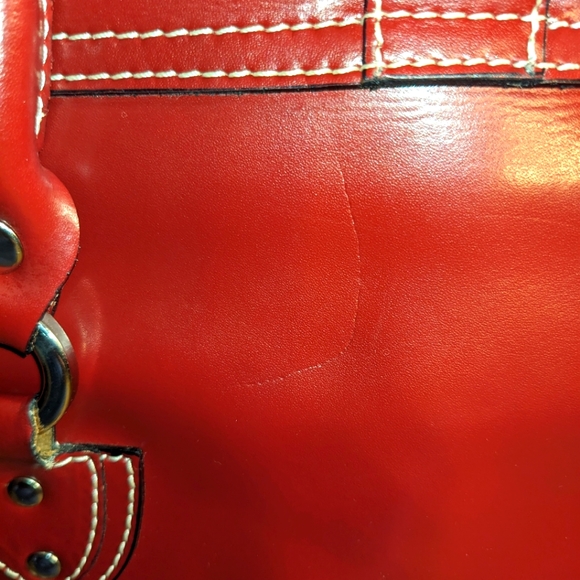 Michael Rome Red Leather Purse, Shoulder Bag, Italian,‎ Silver Toned Hardware - Picture 6 of 6